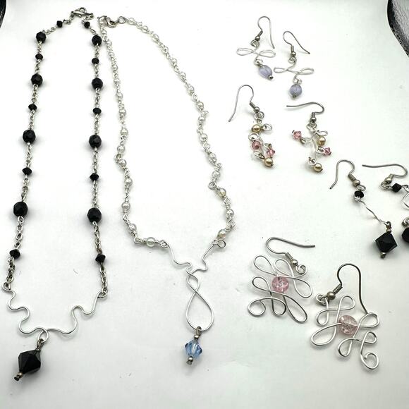Costume Jewelry Lot Necklace Pierced Earring Set Unbranded Casual Silver tone - Picture 11 of 11
